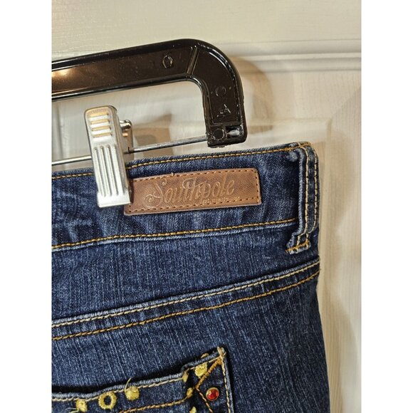 Southpole Jeans Womens Size 22x30 Blue Denim Regular Fit Embroidered Pockets - Picture 10 of 13